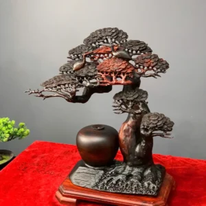 binh-tung-phu-quy-go-trac-o-G5927-2 Bình Tùng Phú Quý Gỗ Trắc Đỏ Đen Liền Khối G5927