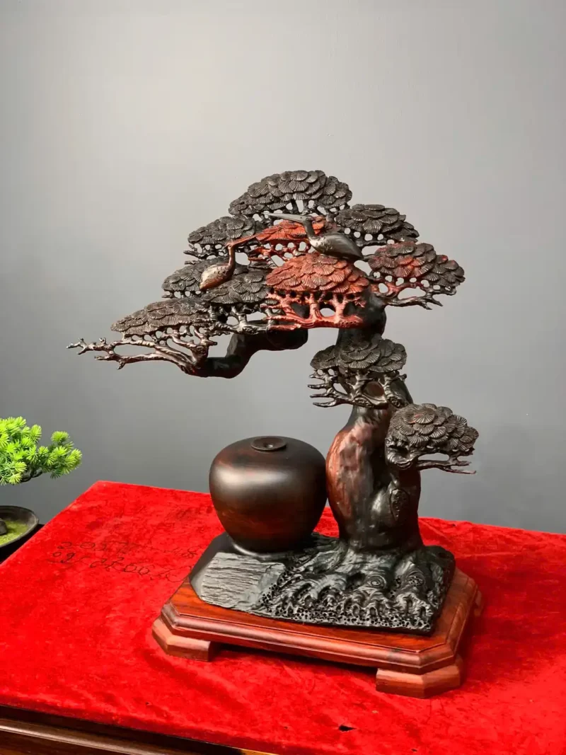 binh-tung-phu-quy-go-trac-o-G5927-2 Bình Tùng Phú Quý Gỗ Trắc Đỏ Đen Liền Khối G5927