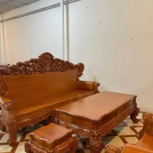 bo-ghe-hoang-G5548-1 Bộ Ghế Hoàng Gia Hoa Hồng Nguyên Khối Size Vừa 6 Món Gỗ Gõ G5548