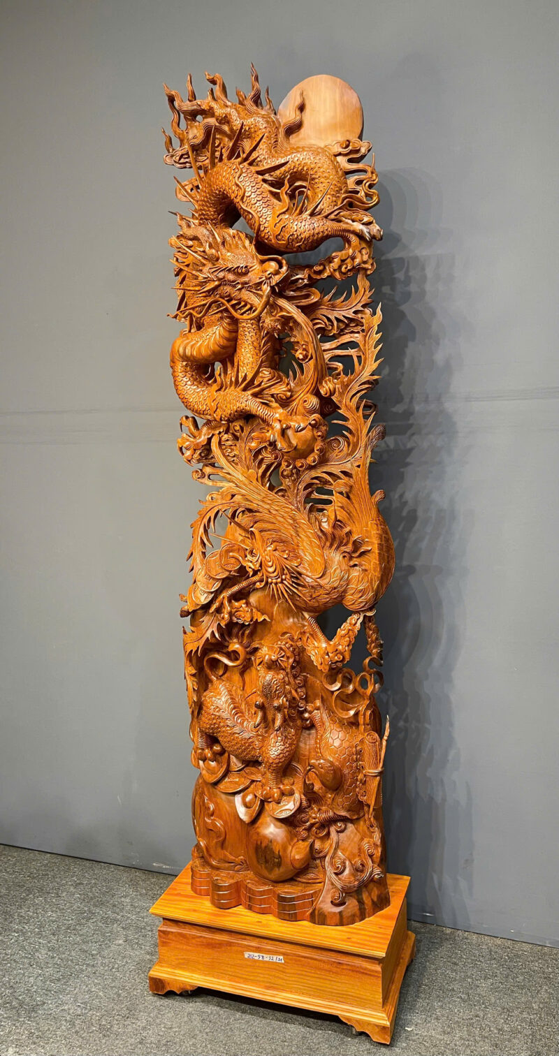 bo-tu-linh-go-ngoc-am-G6178-3 Bộ Tứ Linh Gỗ Ngọc Am Liền Khối G6178