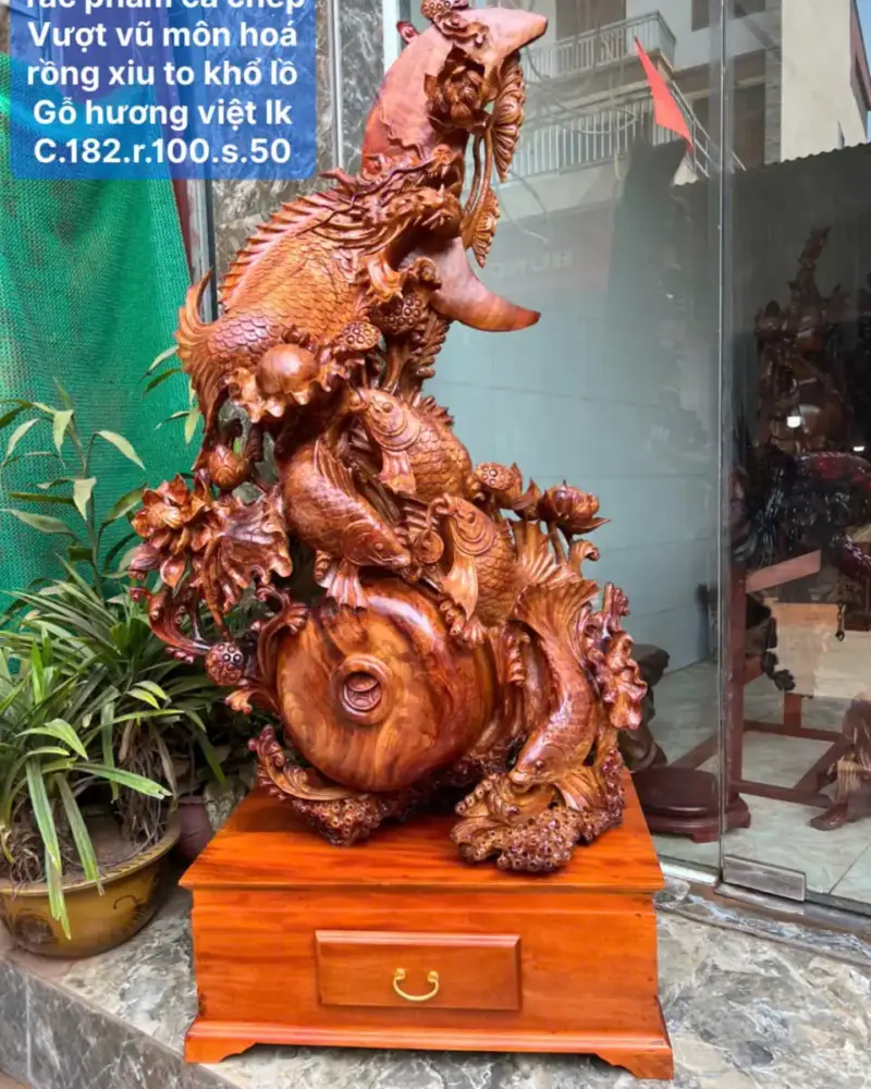 ca-chep-hoa-G5749-1 Tượng Cá Chép Hoá Rồng Liền Khối G5749