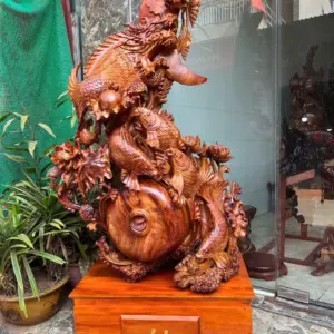 ca-chep-hoa-G5749-3 Tượng Cá Chép Hoá Rồng Liền Khối G5749