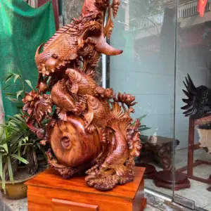 ca-chep-hoa-G5749-4 Tượng Cá Chép Hoá Rồng Liền Khối G5749