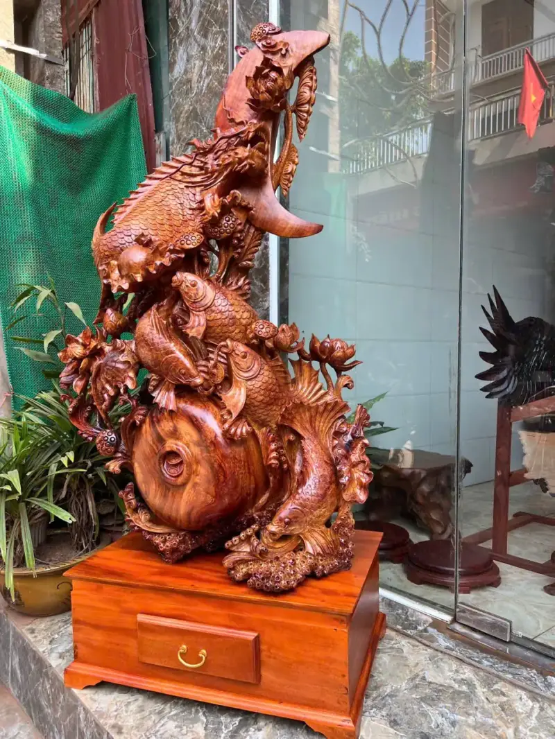 ca-chep-hoa-G5749-4 Tượng Cá Chép Hoá Rồng Liền Khối G5749
