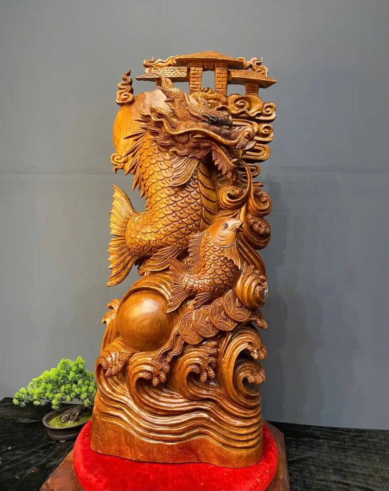 ca-chep-hoa-rong-go-ngoc-am-G5901-3 Tượng Cá Chép Hoá Rồng Gỗ Ngọc Am Liền Khối G5901