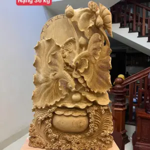 ca-xiem-go-G5582-1 Tượng Cá Xiêm Gỗ Ngọc Am To Nặng Liền Khối G5582