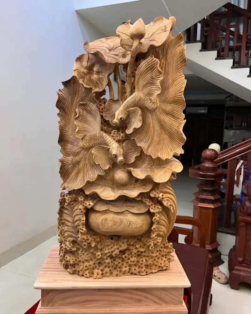 ca-xiem-go-ngoc-am-G5001-2_Cá Xiêm Gỗ Ngọc Am Chất Già Thơm Liền Khối Giá 5.200 Triệu Kích Thước Cao 84cm, Ngang 42cm, Sâu 18cm Tượng Cá Xiêm Gỗ Ngọc Am Chất Già Thơm Liền Khối G5001