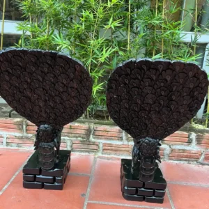 cap-chim-cong-G5863-2 Tượng Cặp Chim Công Uyên Ương Để Bàn Tủ Kệ Gỗ Mun Hoa Hàng Kỹ Liền Khối G5863