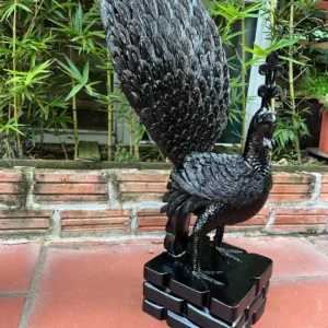cap-chim-cong-G5863-4 Tượng Cặp Chim Công Uyên Ương Để Bàn Tủ Kệ Gỗ Mun Hoa Hàng Kỹ Liền Khối G5863