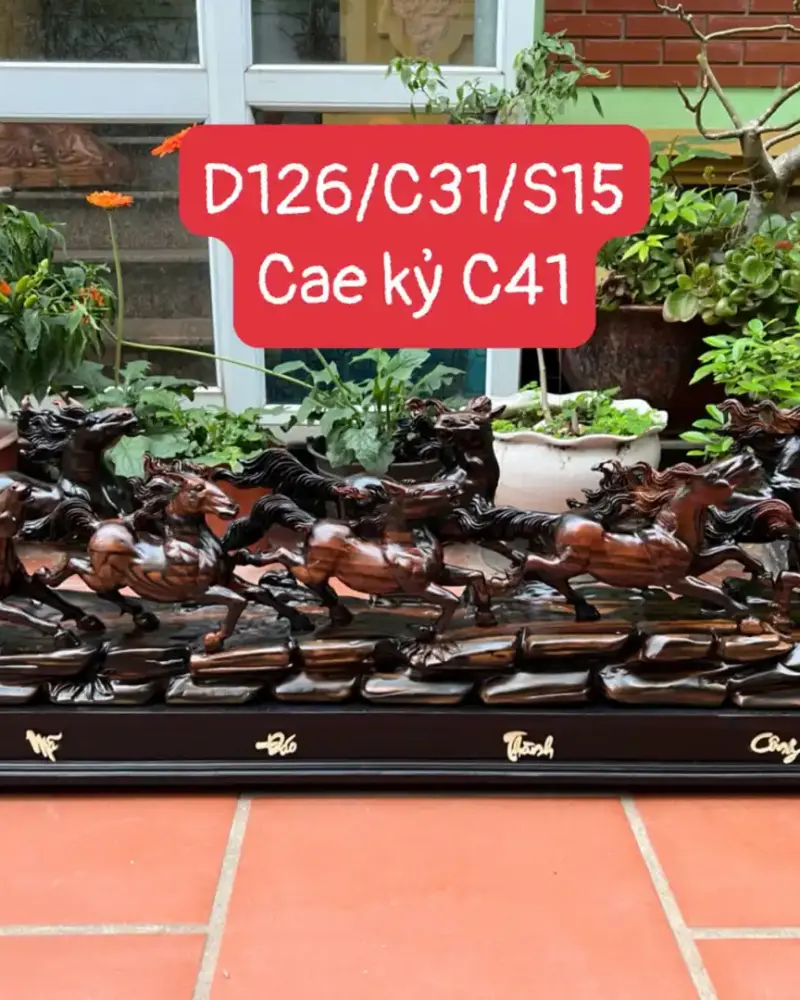 cau-bat-ma-G5481-1 Tượng Cầu Bát Mã Gỗ Mun Hoa To Nguyên Cây Gỗ Liền Khối G5481