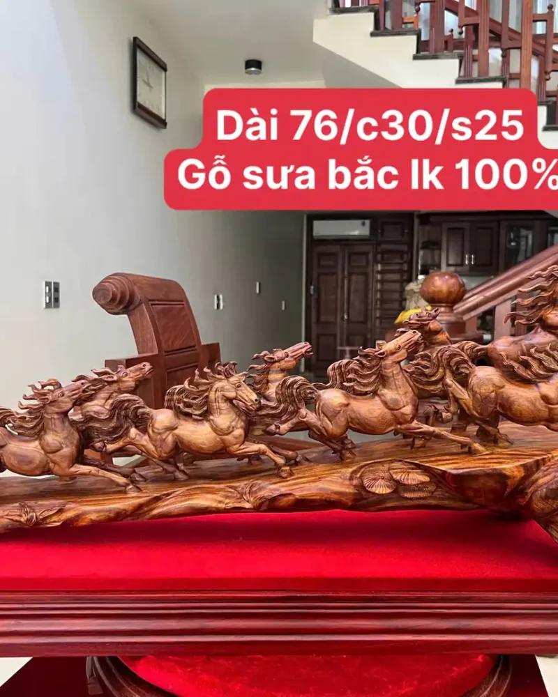 cau-bat-ma-G5862-1 Tượng Cầu Bát Mã Gỗ Sưa Đỏ Liền Khối Đục Kỹ Kèm Kỷ G5862