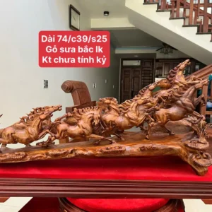 cau-bat-ma-G6277-1 Tượng Cầu Bát Mã Gỗ Sưa Bắc Liền Khối G6277