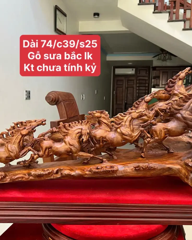 cau-bat-ma-G6277-1 Tượng Cầu Bát Mã Gỗ Sưa Bắc Liền Khối G6277