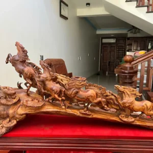 cau-bat-ma-G6277-6 Tượng Cầu Bát Mã Gỗ Sưa Bắc Liền Khối G6277