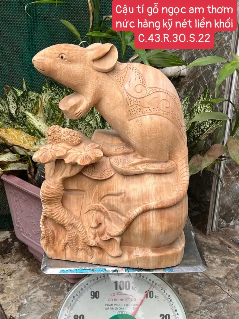 cau-ti-go-G6393-1 Tượng Cậu Tí Gỗ Ngọc Am Thơm Nức Hàng Kỹ Nét Liền Khối G6393