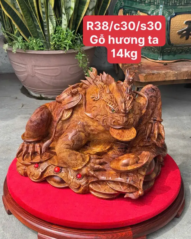 coc-hoa-long-go-huong-ta-G5283-1 Tượng Cóc Hoá Long Gỗ Hương Ta Liền Khối Hàng Làm Siêu Kỹ Nét G5283