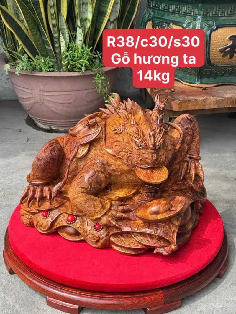 coc-hoa-long-go-huong-ta-G5283-1 Tượng Cóc Hoá Long Gỗ Hương Ta Liền Khối Hàng Làm Siêu Kỹ Nét G5283