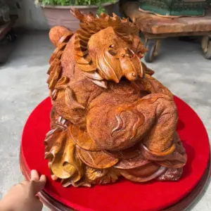 coc-hoa-long-go-huong-ta-G5283-2 Tượng Cóc Hoá Long Gỗ Hương Ta Liền Khối Hàng Làm Siêu Kỹ Nét G5283