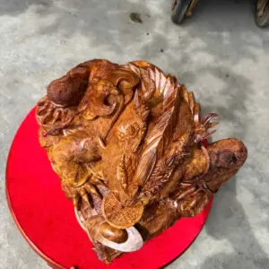 coc-hoa-long-go-huong-ta-G5283-3 Tượng Cóc Hoá Long Gỗ Hương Ta Liền Khối Hàng Làm Siêu Kỹ Nét G5283