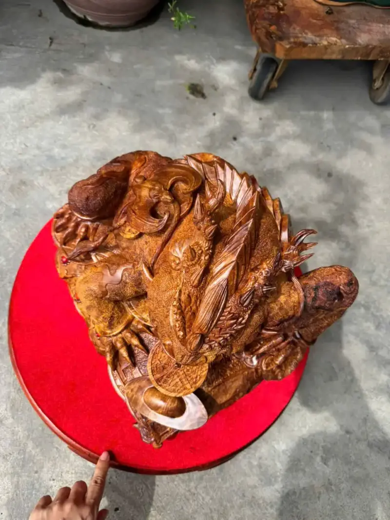 coc-hoa-long-go-huong-ta-G5283-3 Tượng Cóc Hoá Long Gỗ Hương Ta Liền Khối Hàng Làm Siêu Kỹ Nét G5283