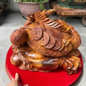 coc-hoa-long-go-huong-ta-G5283-4 Tượng Cóc Hoá Long Gỗ Hương Ta Liền Khối Hàng Làm Siêu Kỹ Nét G5283