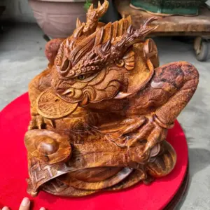 coc-hoa-long-go-huong-ta-G5283-5 Tượng Cóc Hoá Long Gỗ Hương Ta Liền Khối Hàng Làm Siêu Kỹ Nét G5283