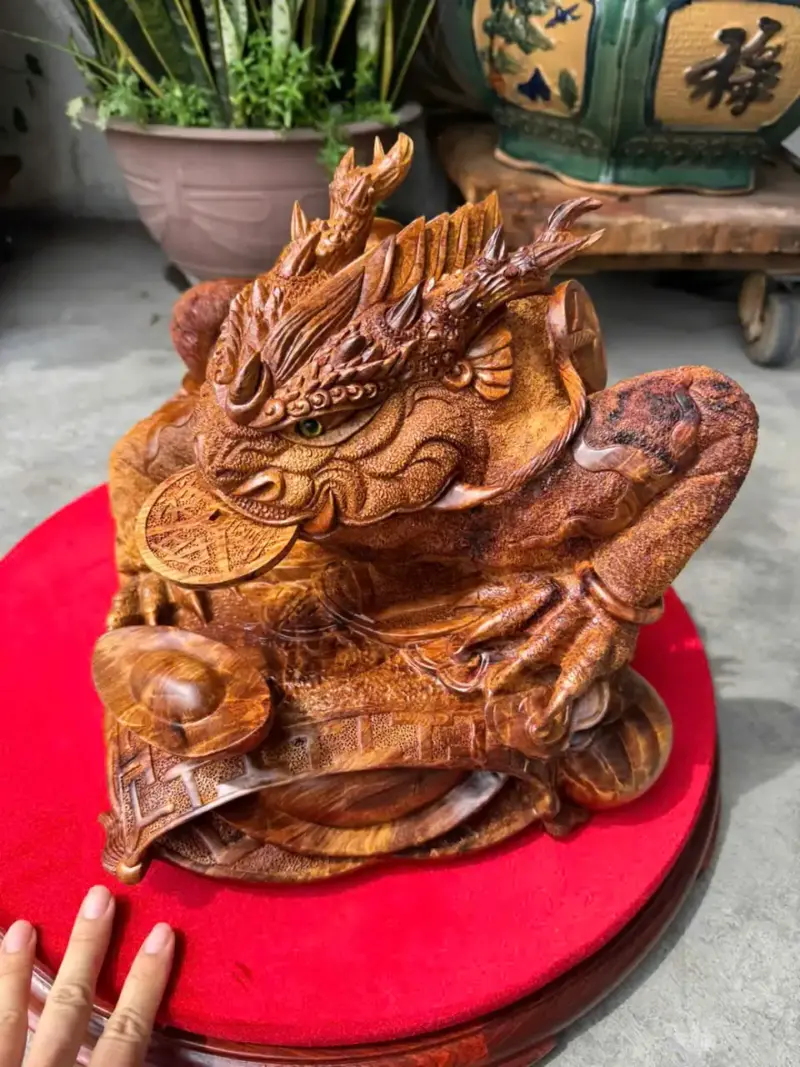 coc-hoa-long-go-huong-ta-G5283-5 Tượng Cóc Hoá Long Gỗ Hương Ta Liền Khối Hàng Làm Siêu Kỹ Nét G5283