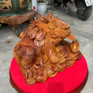coc-hoa-long-go-huong-ta-G5283-7 Tượng Cóc Hoá Long Gỗ Hương Ta Liền Khối Hàng Làm Siêu Kỹ Nét G5283