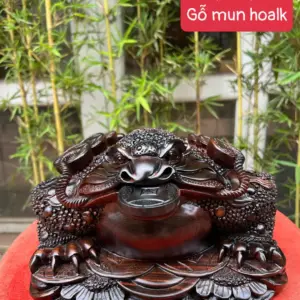 coc-ngam-tien-G5601-1 Tượng Cóc Ngậm Tiền Gỗ Mun Hoa Liền Khối G5601