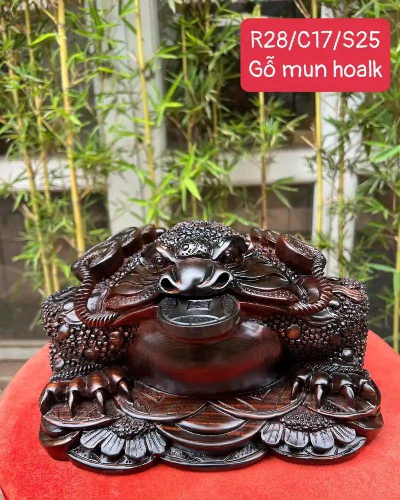 coc-ngam-tien-G5601-1 Tượng Cóc Ngậm Tiền Gỗ Mun Hoa Liền Khối G5601