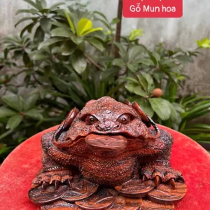 coc-ngam-tien-G5932-1 Tượng Cóc Ngậm Tiền Gỗ Mun Hoa Liền Khối G5932