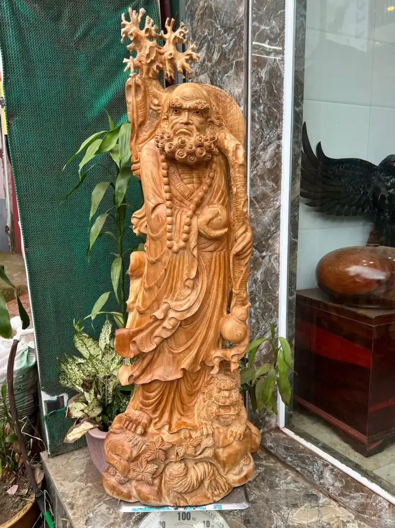 cu-at-ma-G5673-2 Tượng Cụ Đạt Ma Sư Tổ Gỗ Ngọc Am Thơm Nức Hàng Kỹ Nét Liền Khối G5673