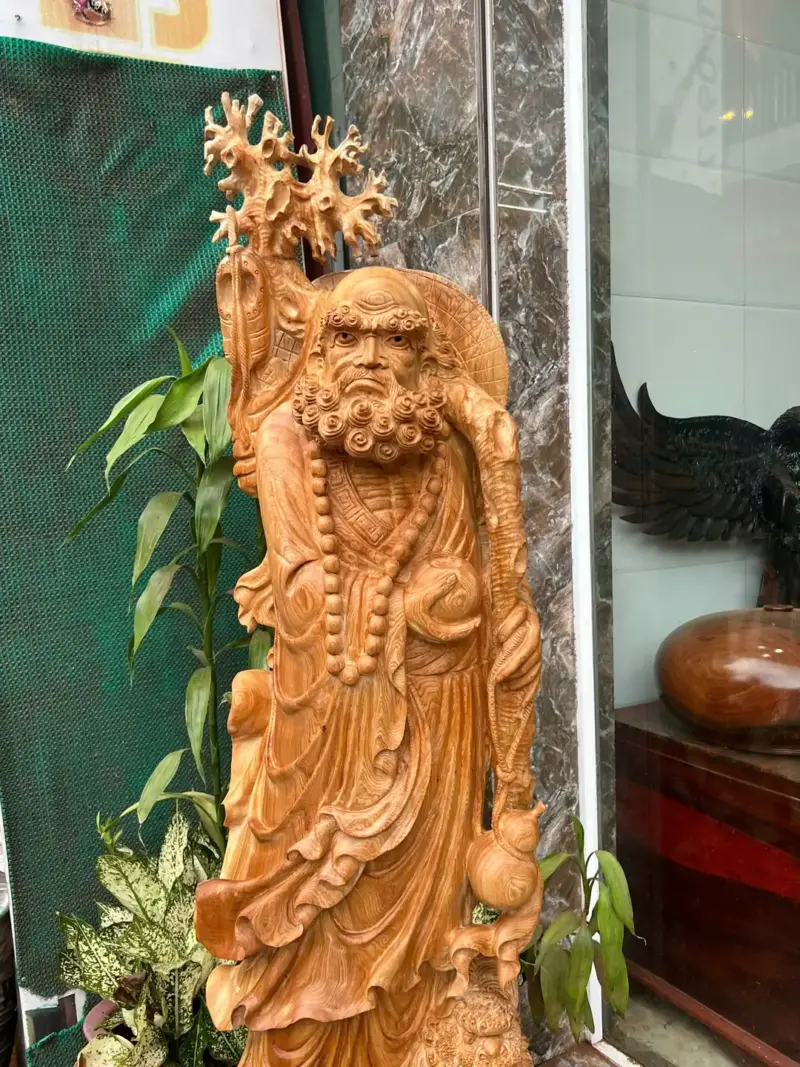 cu-at-ma-G5673-3 Tượng Cụ Đạt Ma Sư Tổ Gỗ Ngọc Am Thơm Nức Hàng Kỹ Nét Liền Khối G5673