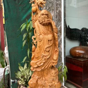 cu-at-ma-G5908-2 Tượng Cụ Đặt Ma Sư Tổ Gỗ Ngọc Am Thơm Nức Hàng Kỹ Nét Liền Khối G5908
