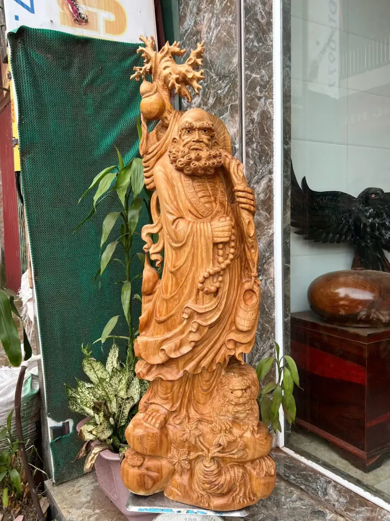 cu-at-ma-G5908-2 Tượng Cụ Đặt Ma Sư Tổ Gỗ Ngọc Am Thơm Nức Hàng Kỹ Nét Liền Khối G5908
