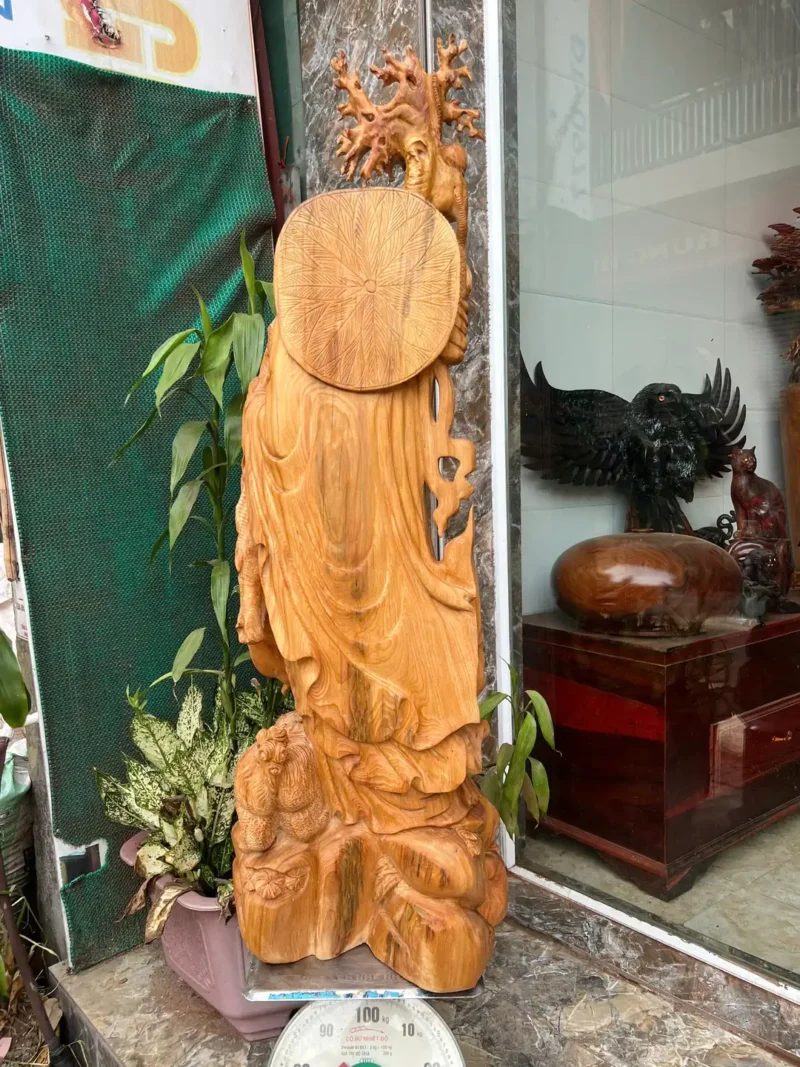 cu-at-ma-G5908-5 Tượng Cụ Đặt Ma Sư Tổ Gỗ Ngọc Am Thơm Nức Hàng Kỹ Nét Liền Khối G5908