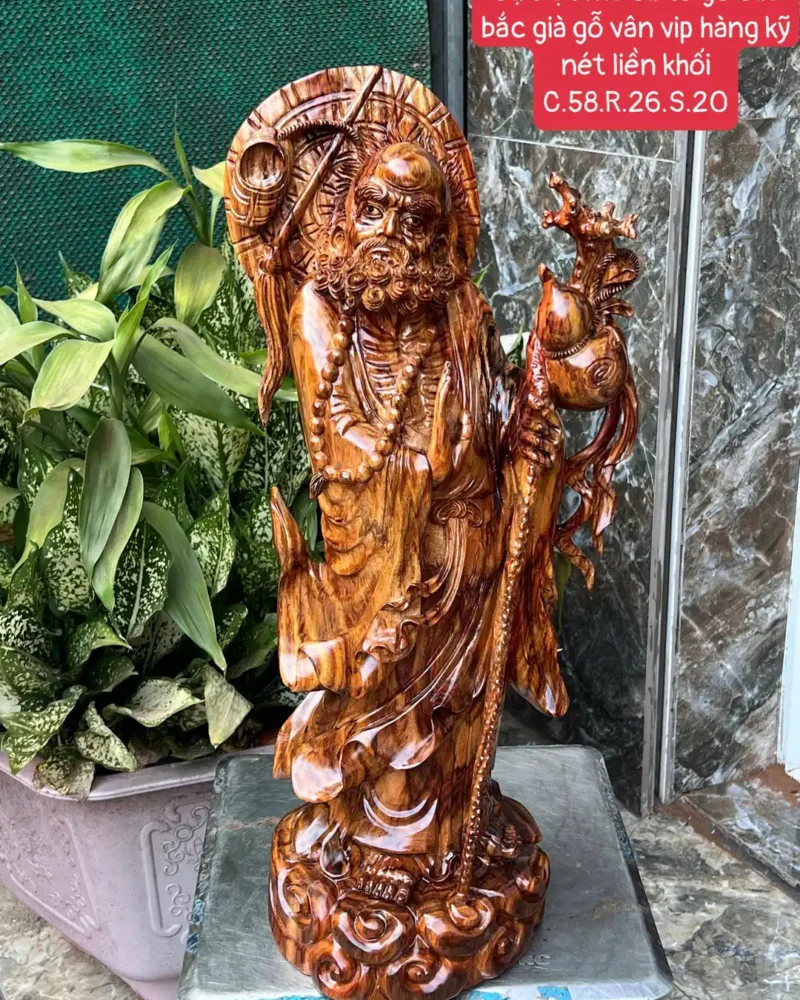 cu-at-ma-G6262-1 Tượng Cụ Đạt Ma Sư Tổ Gỗ Sưa Đỏ Tía Hàng Kỹ Nét Liền Khối G6262