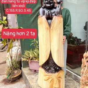 cu-chuc-phuc-G6369-1 Tượng Cụ Chúc Phúc Gỗ Mun Đen Hàng To Kỹ Nét Liền Khối G6369