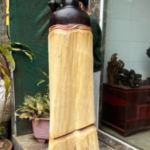 cu-chuc-phuc-G6369-5 Tượng Cụ Chúc Phúc Gỗ Mun Đen Hàng To Kỹ Nét Liền Khối G6369