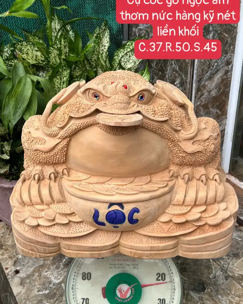 cu-coc-go-G5647-1 Tượng Cụ Cóc Gỗ Ngọc Am Thơm Nức Hàng Kỹ Nét Liền Khối G5647