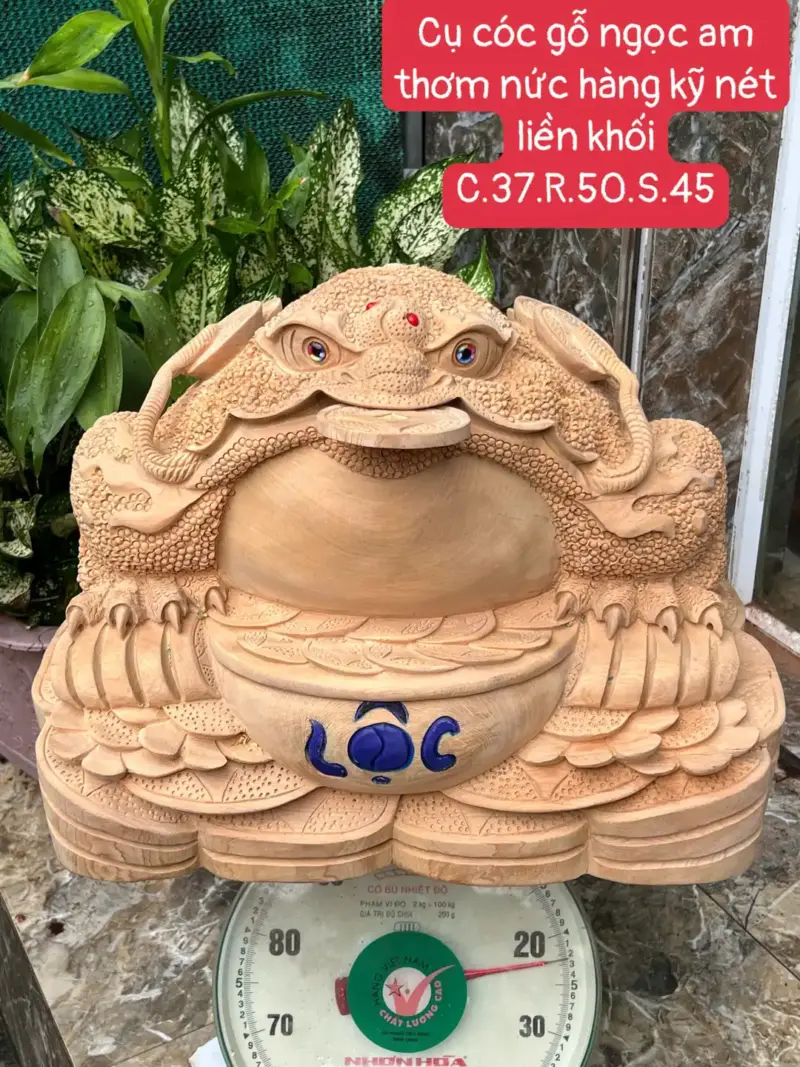 cu-coc-go-G5647-1 Tượng Cụ Cóc Gỗ Ngọc Am Thơm Nức Hàng Kỹ Nét Liền Khối G5647