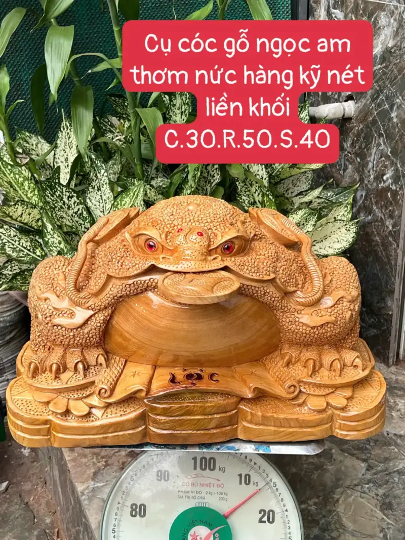 cu-coc-go-G5648-1 Tượng Cụ Cóc Gỗ Ngọc Am Thơm Nức Hàng Kỹ Nét Liền Khối G5648