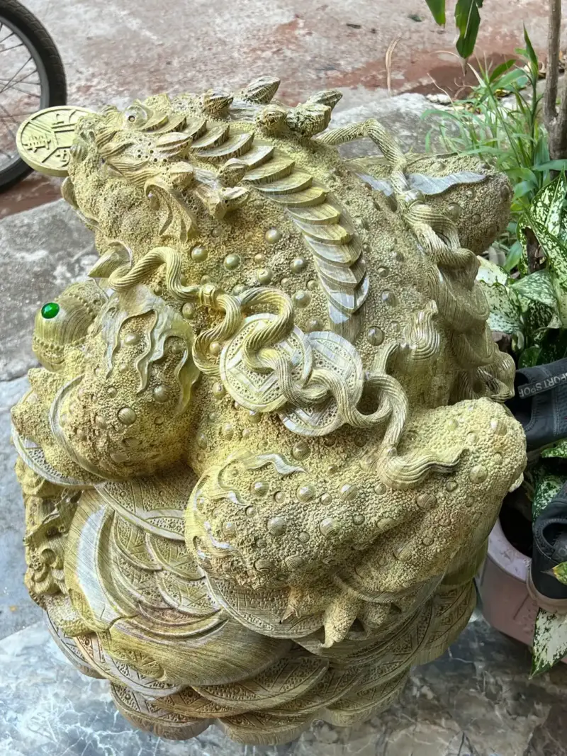 cu-coc-rong-G5652-4 Tượng Cụ Cóc Rồng Gỗ Mun Hàng To Vip Kỹ Nét Liền Khối G5652