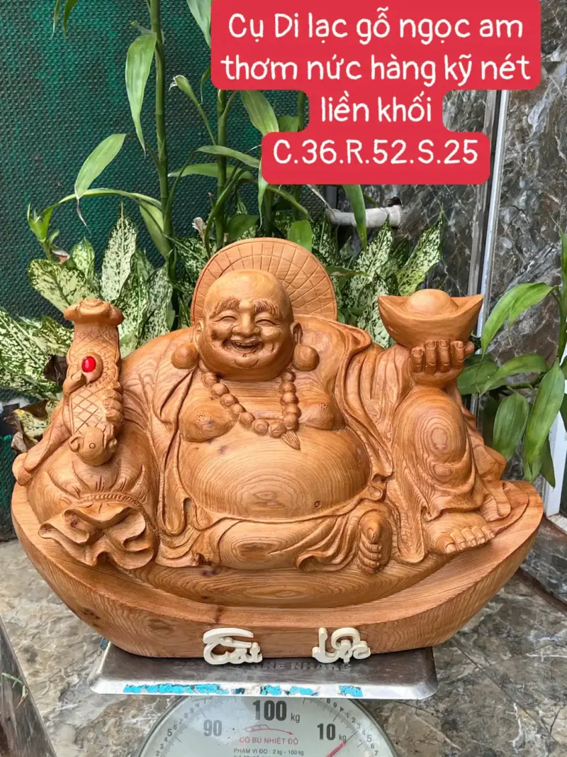 cu-di-lac-G5655-1 Tượng Cụ Di Lạc Gỗ Ngọc Am Thơm Nức Hàng Kỹ Nét Liền Khối G5655