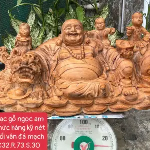 cu-di-lac-G5656-1 Tượng Cụ Di Lạc Gỗ Ngọc Am Thơm Nức Hàng Kỹ Nét Liền Khối G5656