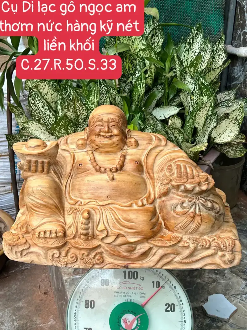 cu-di-lac-G5657-1 Tượng Cụ Di Lạc Gỗ Ngọc Am Thơm Nức Hàng Kỹ Nét Liền Khối G5657