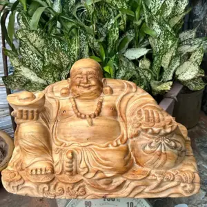 cu-di-lac-G5657-2 Tượng Cụ Di Lạc Gỗ Ngọc Am Thơm Nức Hàng Kỹ Nét Liền Khối G5657