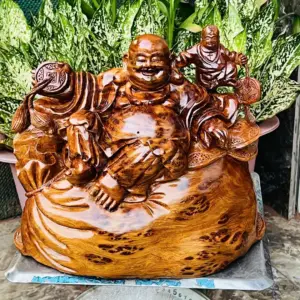 cu-di-lac-G5658-4 Tượng Cụ Di Lạc Gỗ Ngọc Am Thơm Nức Nu Kín Hàng Kỹ Nét Liền Khối G5658