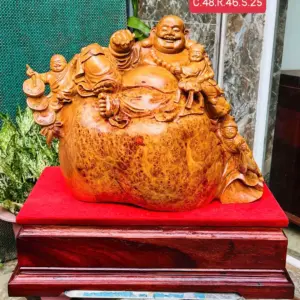 cu-di-lac-G5659-1 Tượng Cụ Di Lạc Gỗ Nu Hương Nu Cám Kín Hàng Kỹ Nét Liền Khối G5659