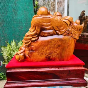 cu-di-lac-G5659-5 Tượng Cụ Di Lạc Gỗ Nu Hương Nu Cám Kín Hàng Kỹ Nét Liền Khối G5659